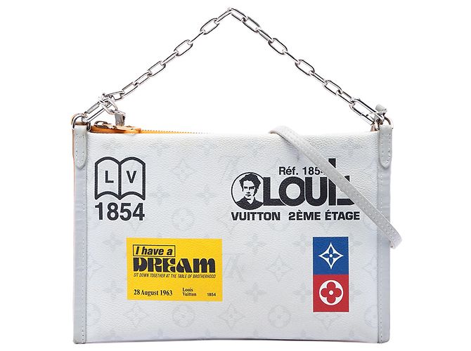 Louis Vuitton Gray Monogram Antartica Double Flat Messenger Castaño Gris