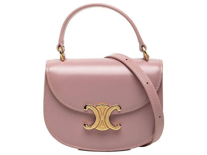 Céline Bolsa Celine Clea Mini em couro de vitelo brilhante rosa