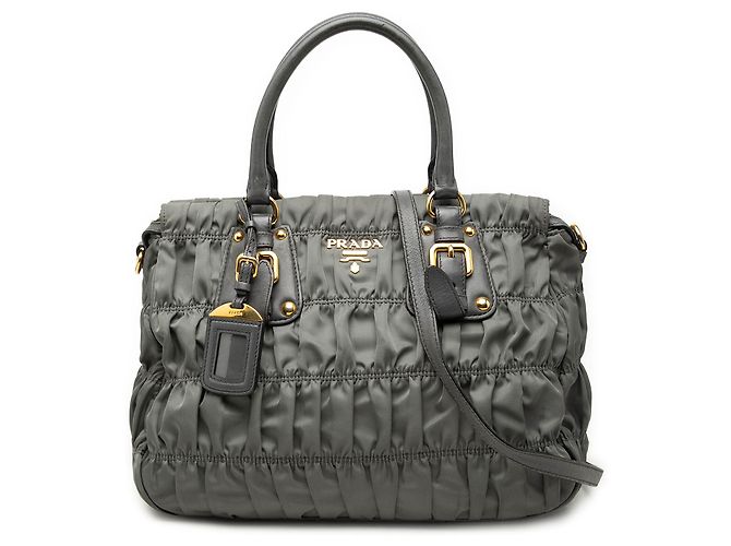 Bolsa Prada Gray Tessuto Gaufre Marrom