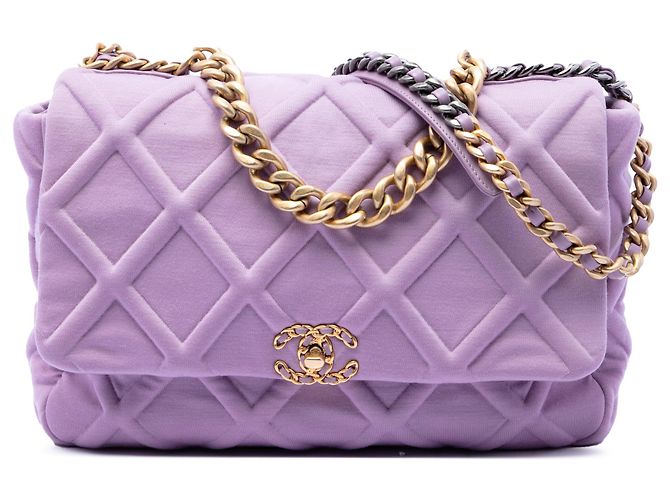Chanel Purple Large Jersey 19 Flap Roxo