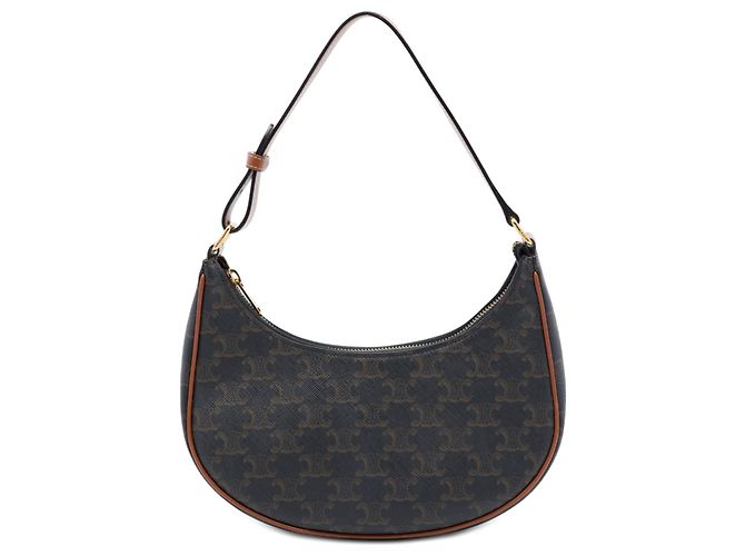 Céline Celine Brown Medium Triomphe Coated Canvas Ava Shoulder Bag Dark brown
