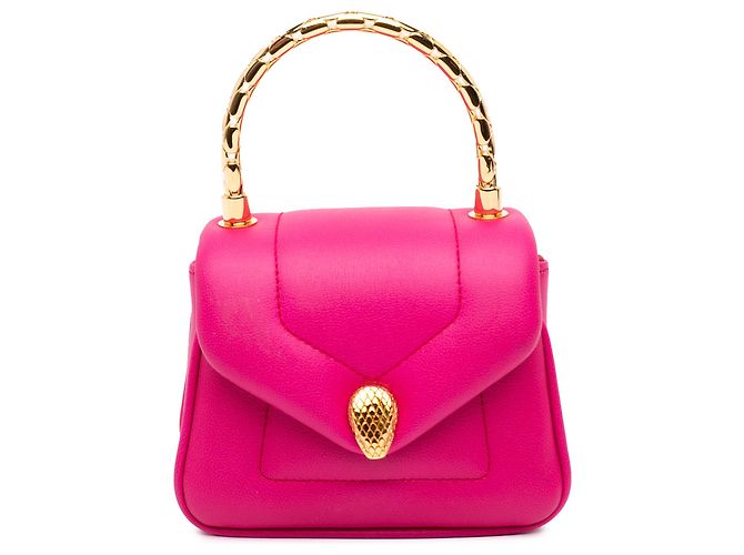 Bulgari Bolsa Serpenti Reverse de micro couro de vitelo rosa Bvlgari com alça de mão