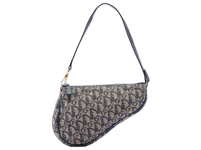 Blue Mini Diorissimo Canvas Saddle Pochette Blau Marineblau