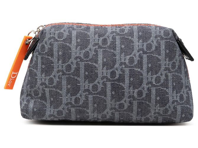 Dior Blue Oblique Denim Kosmetiktasche Blau