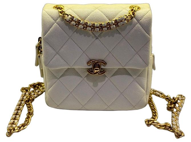 Bolsa Chanel Classic Flap Small em couro branco