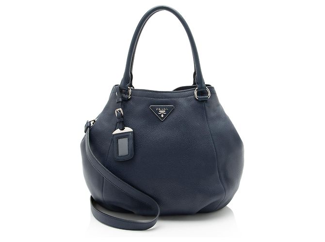 Tote Shopping Vitello Daino Prada Bleu