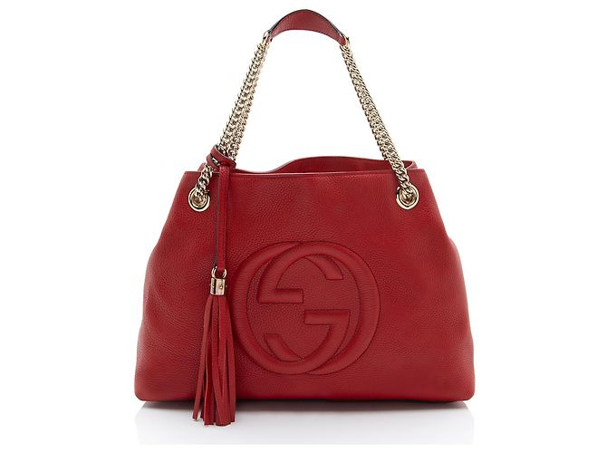 Borsa a tracolla Gucci Soho in pelle, misura Medium Rosso