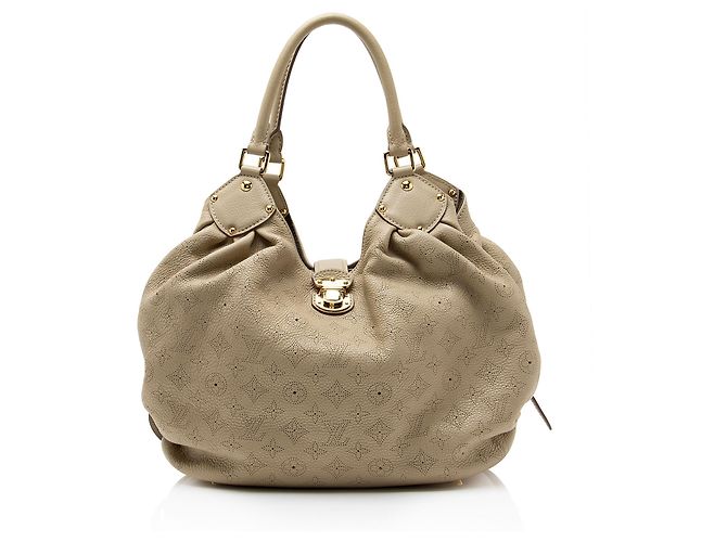 Louis Vuitton Mahina Leather L Hobo Marron Beige