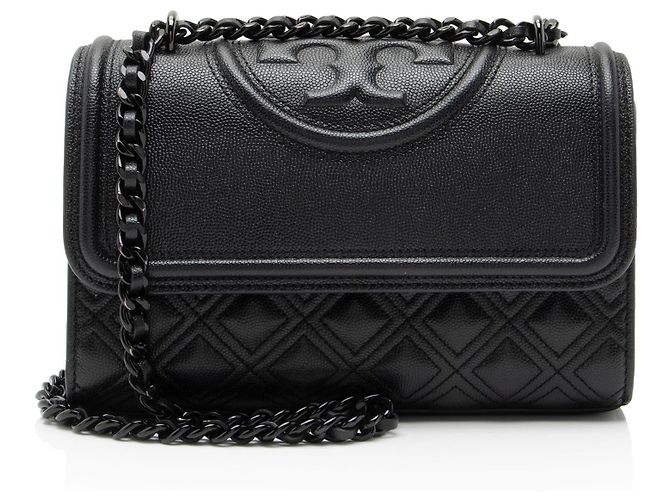 Piccola borsa a tracolla Fleming in pelle di Tory Burch Nero