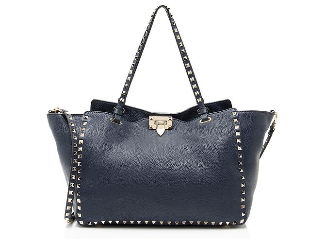 Valentino Garavani Bolso Tote Rockstud de cuero Valentino Medium Azul