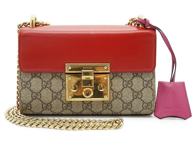 Sac à bandoulière en tissu Gucci Padlock Marron Beige