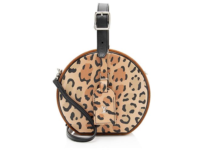 Borsa a Spalla Louis Vuitton Reverse Monogram Leopard Petite Boite Chapeau Nero