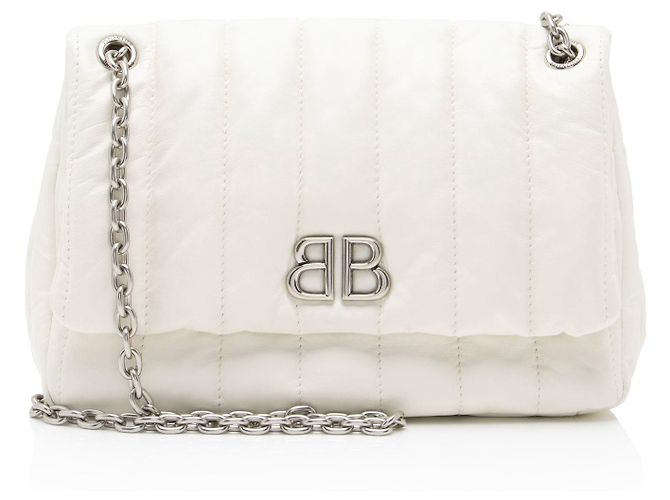 Bolsa de ombro mini Monaco em couro acolchoado Balenciaga Branco