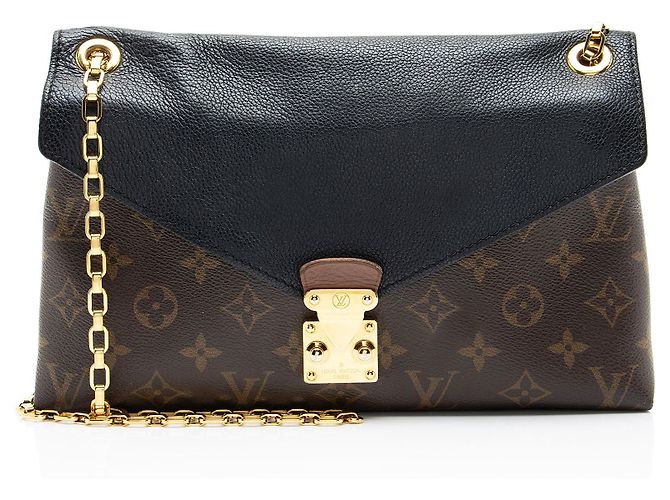 Borsa a Spalla Louis Vuitton Monogram Canvas Pallas Chain Nero