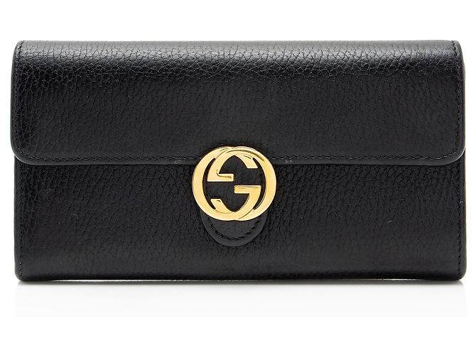 Carteira Continental de couro com Interlocking G Gucci Preto