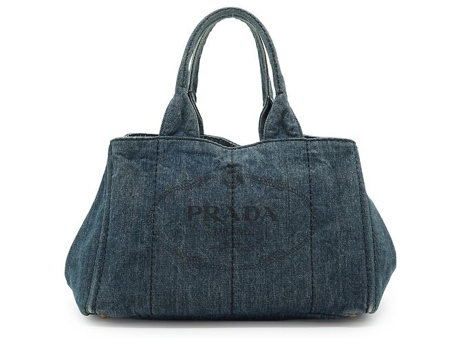 Tote Sacola de tecido Prada Canapa Azul