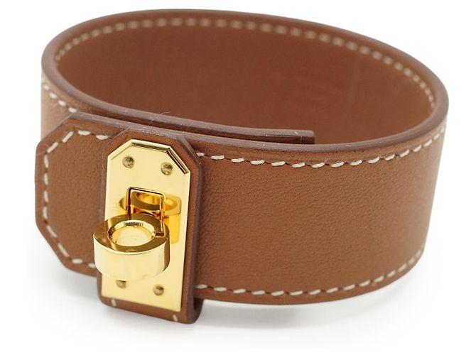 Hermès Pulseira de couro Hermes Kelly Marrom