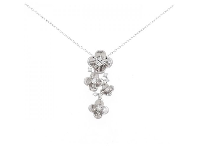 Autre Marque Au750 Flower Diamant-Halskette Silber