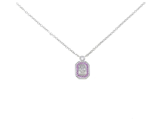 Collar Harry Winston de platino con logotipo HW Plata