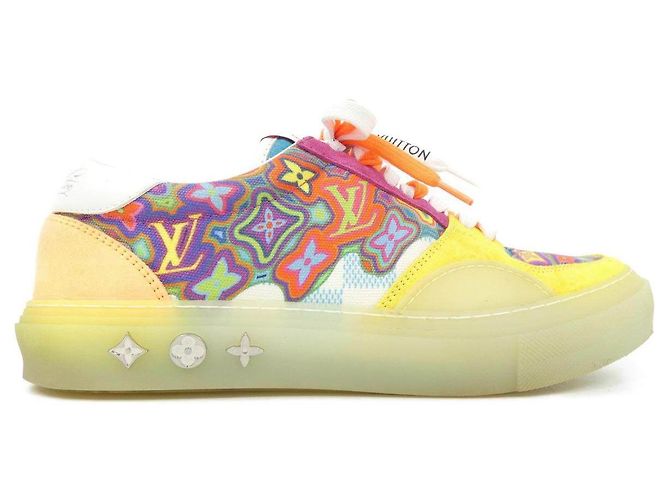 Baskets Louis Vuitton LV Ollie Line Vert Orange Violet Jaune
