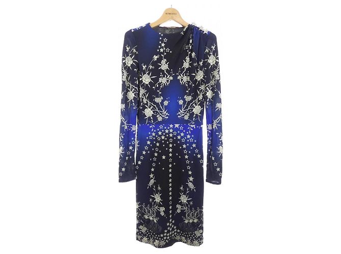 Autre Marque Roberto Cavalli Kleid Schwarz Beige Marineblau