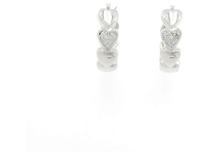 Autre Marque K14WG Diamant-Herz-Ohrringe Silber