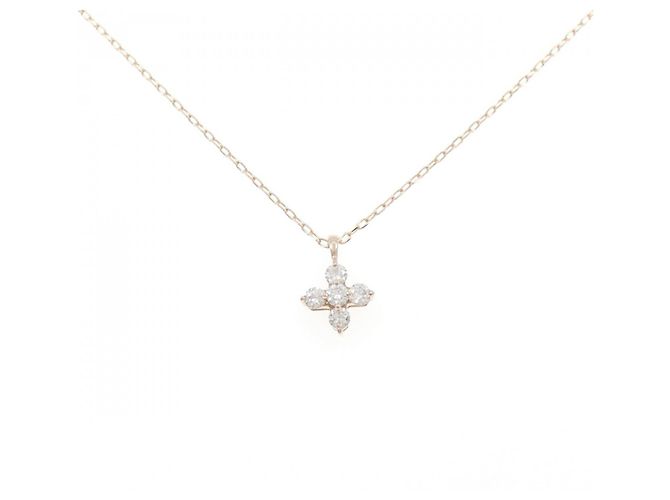 Autre Marque Au750 Cross Diamond Necklace Pink
