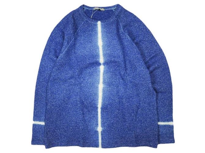 Autre Marque suzusan Woll-Baumwoll-Jersey-Pullover mit Rundhalsausschnitt Blau