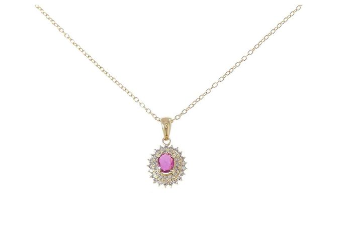 Autre Marque Collana con rubino e diamanti Au750 Rosso