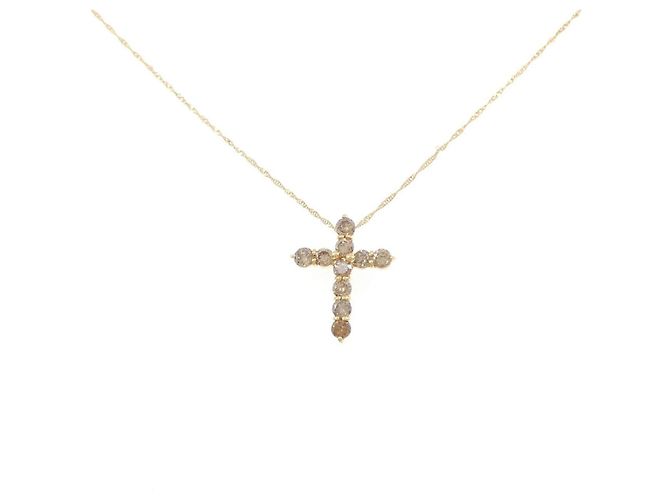 Autre Marque Collana Cross Diamond in Au750 D'oro