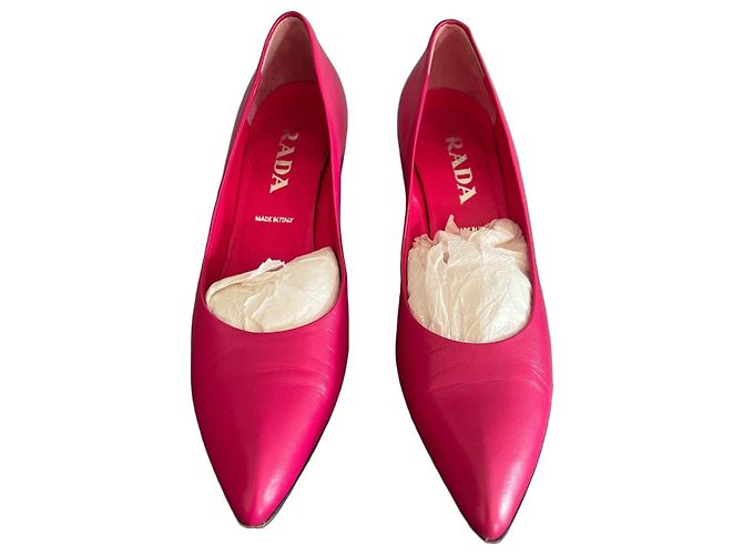 Prada Pink Leather Pointed-Toe Pumps