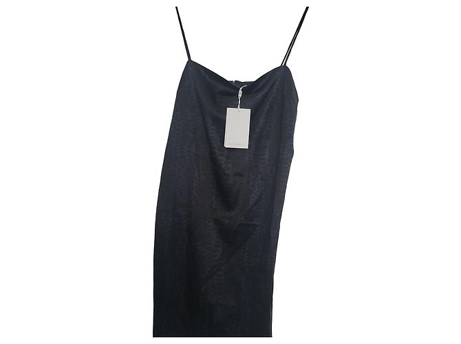 Anine Bing Seidenkleid mit Print Schwarz