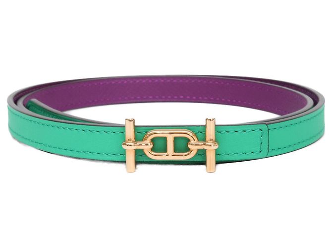 Hermès Hermes Reversible Leather Ankle Belt Green Purple