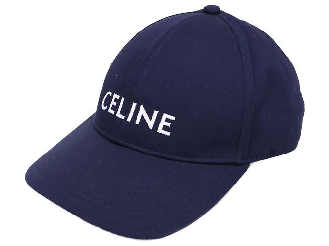 Céline Celine Logo Embroidered Baseball Cap Navy blue