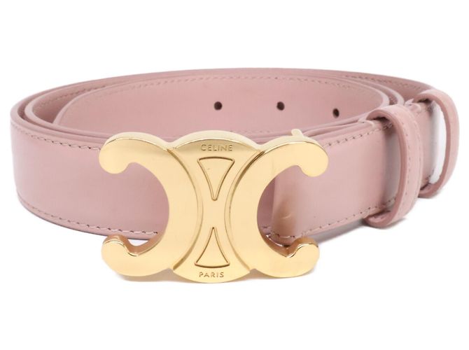 Céline Celine U-NE-2291 Cinto de couro com fivela Triomphe Rosa Dourado