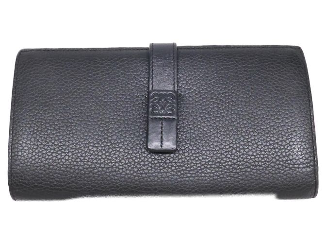 Cartera larga de cuero negro Loewe