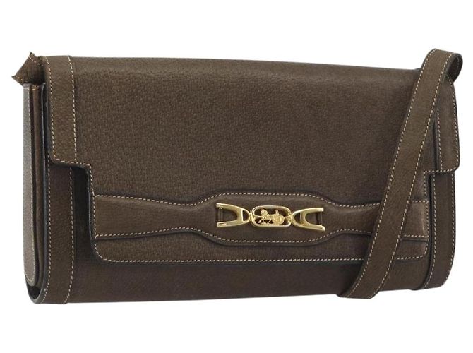 Céline Bolsa de Ombro CELINE em Couro Marrom Ouro Auth bs36300 Dourado