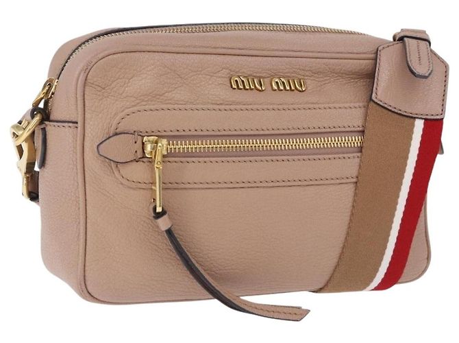 Bolsa de Ombro Miu Miu em Couro Bege Ouro Auth 194575V Dourado