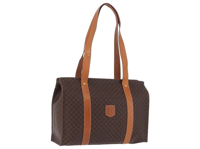Céline Sac Tote CELINE Macadam Canvas PVC Marron Or Auth am12199A Doré
