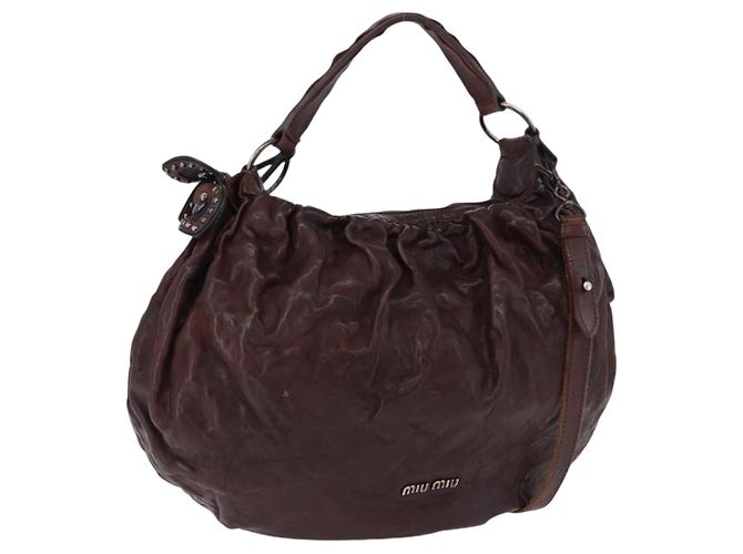 Miu Miu Shoulder Bag Leather 2way Brown Auth 192700A