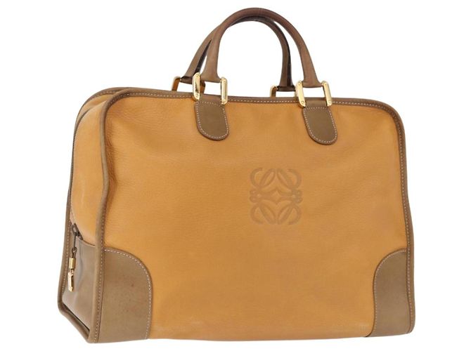 Bolsa de mão LOEWE Amazona 40 de couro marrom ouro Auth 193805A Dourado