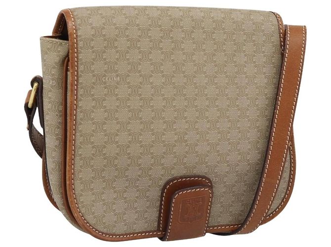 Céline Borsa a Spalla CELINE Macadam Canvas PVC Beige Oro Auth 193056 D'oro