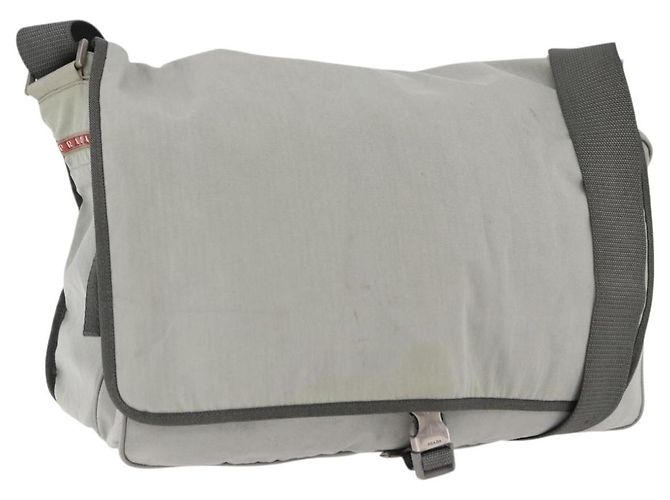 Borsa a tracolla PRADA Sports Line Nylon Grigio Argento Auth hk4002 Marrone