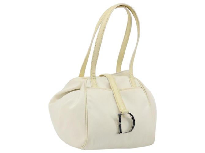 Christian Dior Handtasche Nylon Weiß Silber Authentisch ep15448