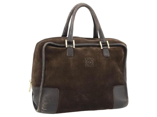 Sac à main LOEWE en daim marron avec détails dorés Auth ep15349
