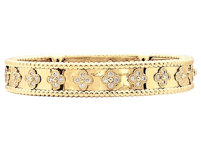 Bracciale Van Cleef & Arpels, "Perlée Trèfles", oro giallo e diamanti.