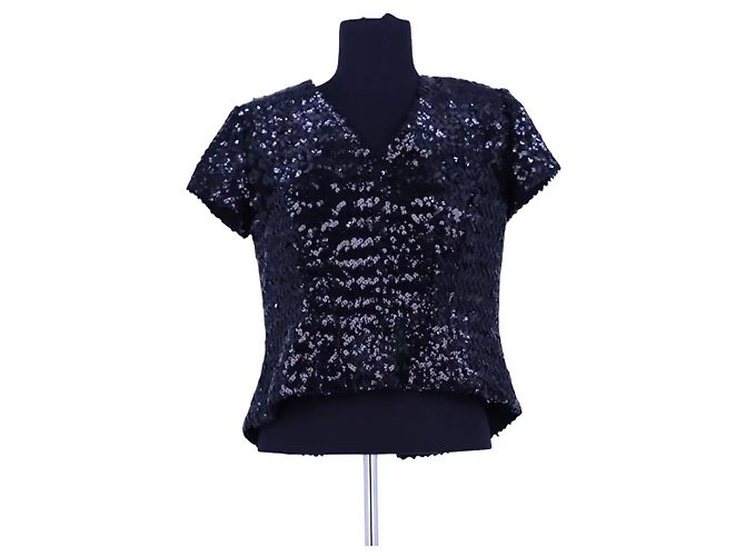 Autre Marque Camicetta Natan nera con paillettes Nero