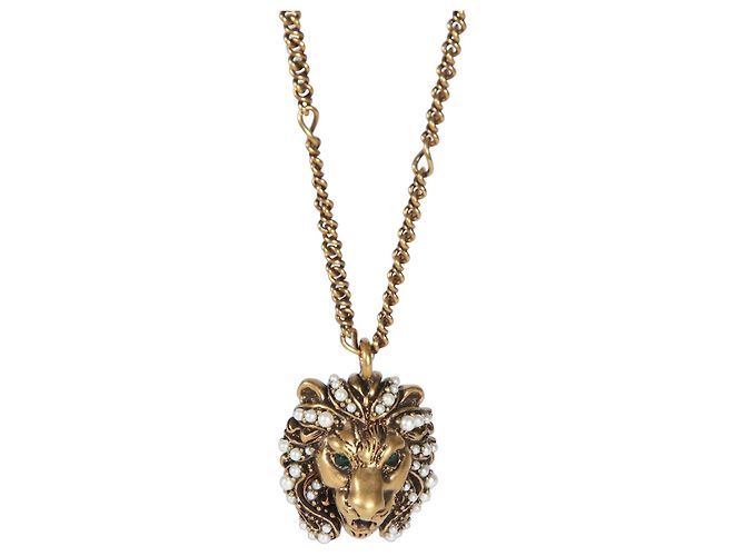 Pendente testa di leone placcato oro Gucci
