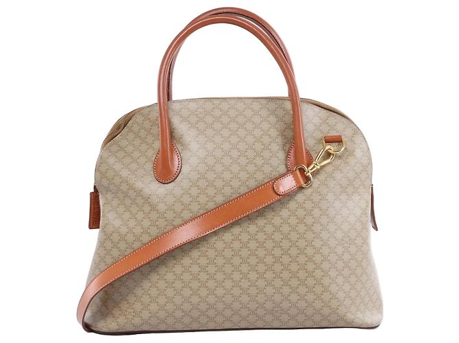 Céline Celine 2Way Handtasche aus Macadam Canvas und Leder, Beige