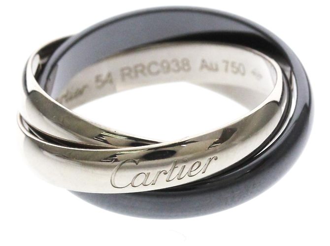 Cartier Trinity Ring aus Weißgold und Keramik Silber